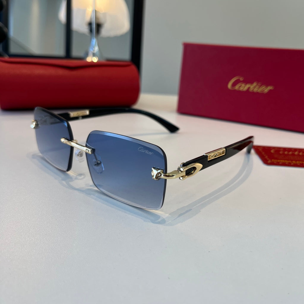 Cartier Lightweight Metal Rimless Blue Lens Sunglasses for Men & Wome - 432400 - detail image 3