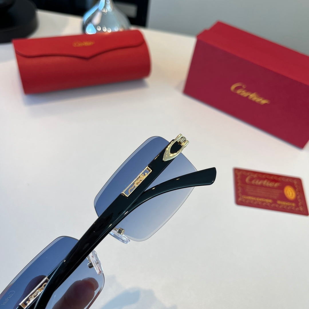 Cartier Lightweight Metal Rimless Blue Lens Sunglasses for Men & Wome - 432400 - detail image 6