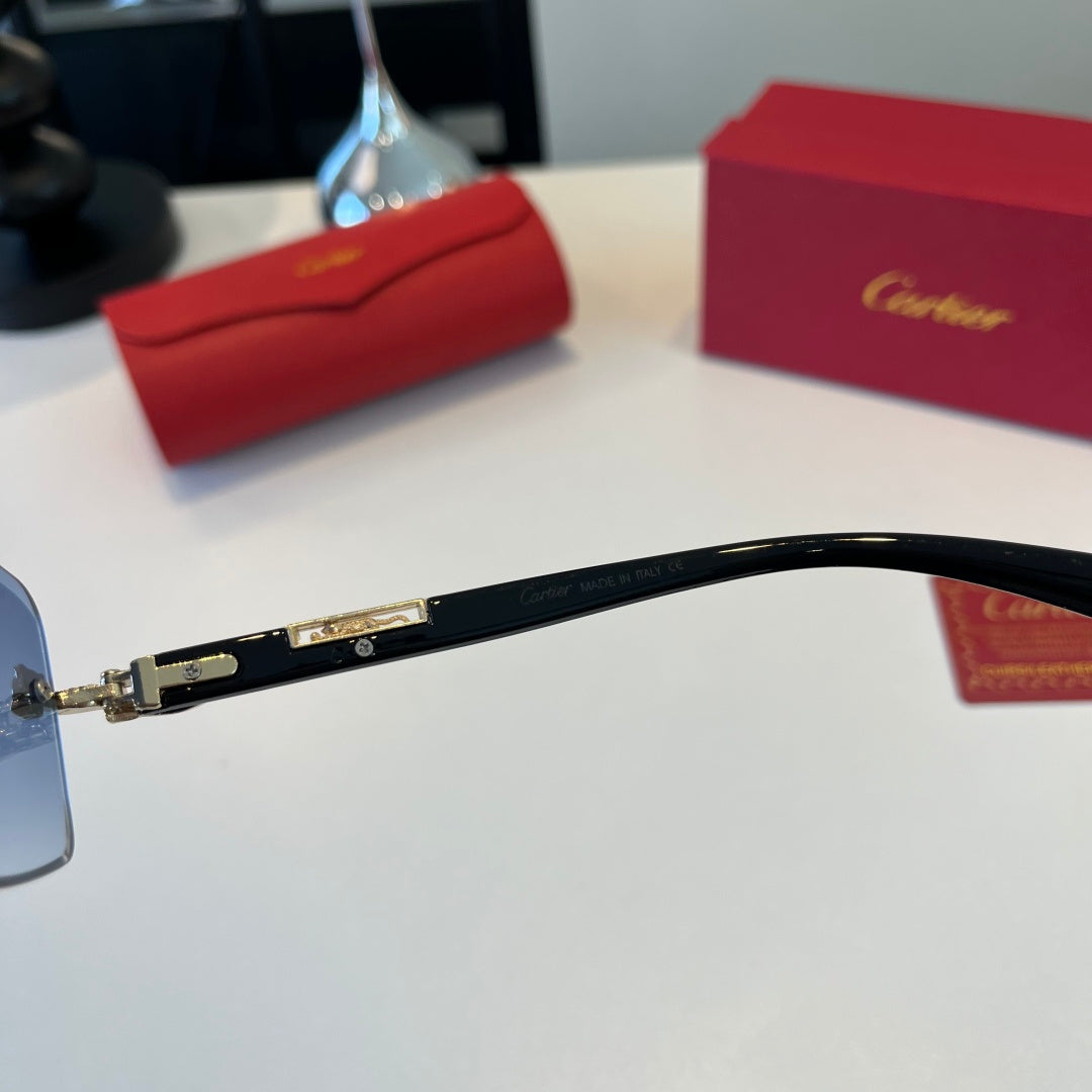 Cartier Lightweight Metal Rimless Blue Lens Sunglasses for Men & Wome - 465822 - detail image 8