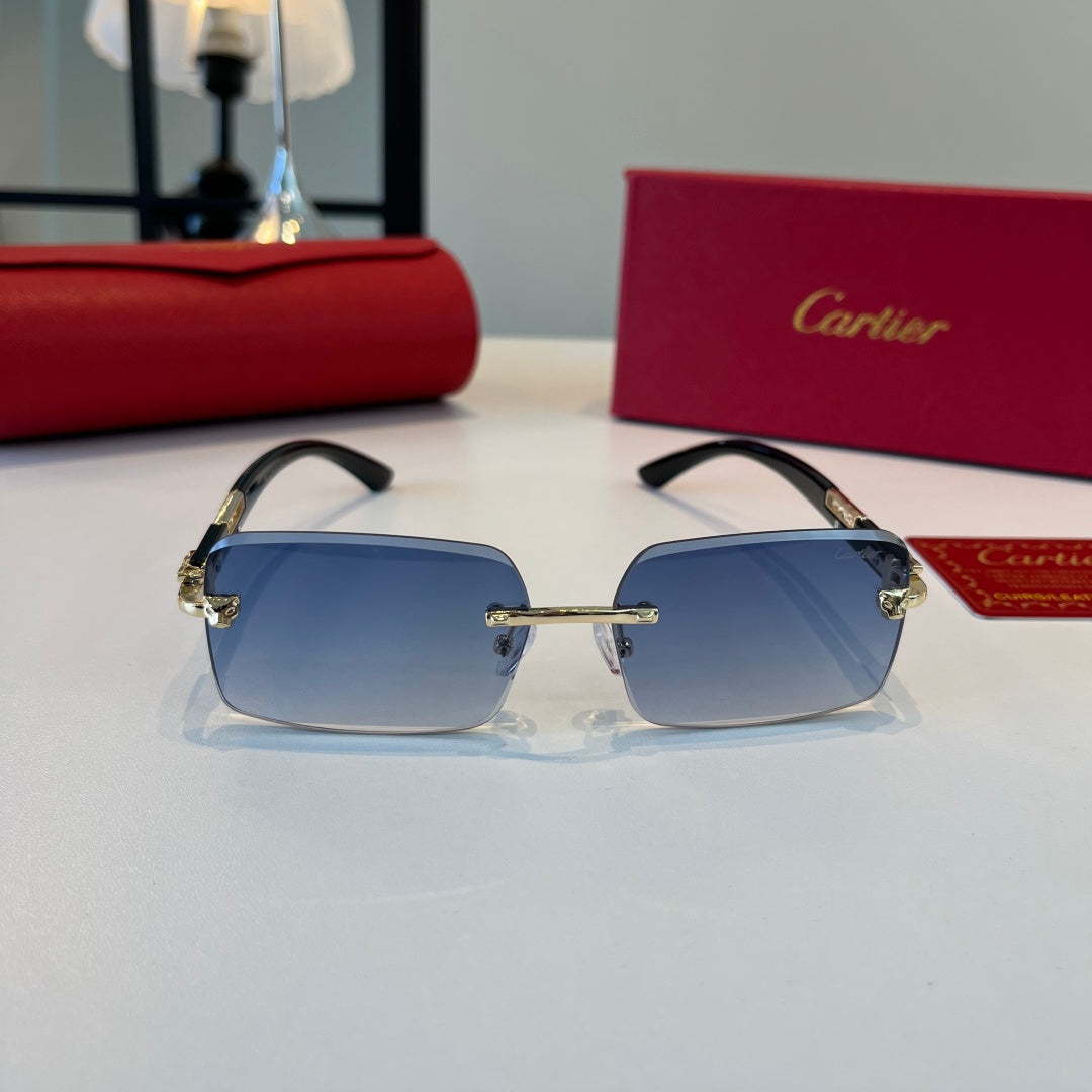 Cartier Lightweight Metal Rimless Blue Lens Sunglasses for Men & Wome - 465822 - detail image 2