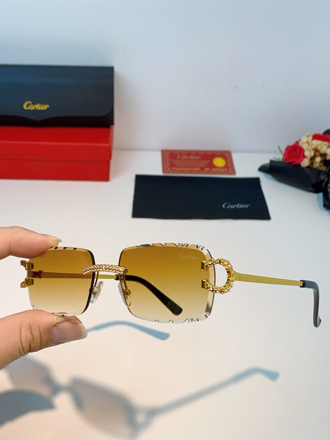 Cartier Fashion Orange Lens Sunglasses for Men & Women - 415947 - detail image 6