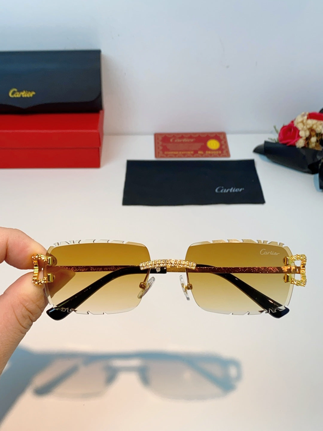 Cartier Fashion Orange Lens Sunglasses for Men & Women - 415947 - detail image 4
