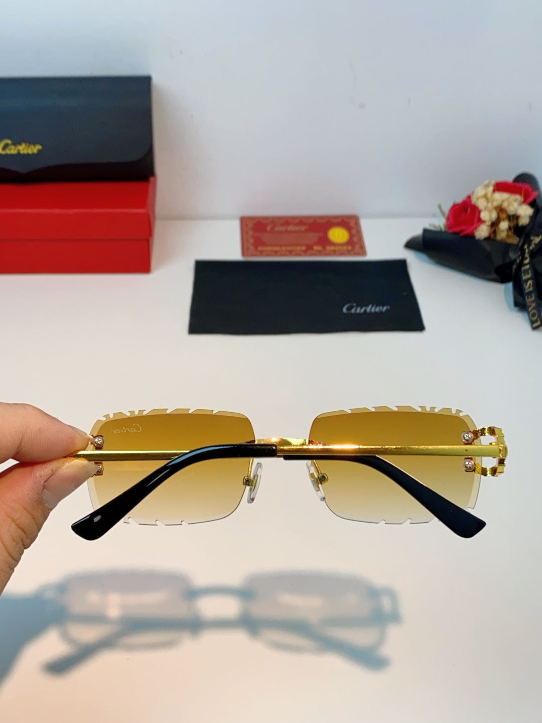Cartier Fashion Orange Lens Sunglasses for Men & Women - 415947 - detail image 5