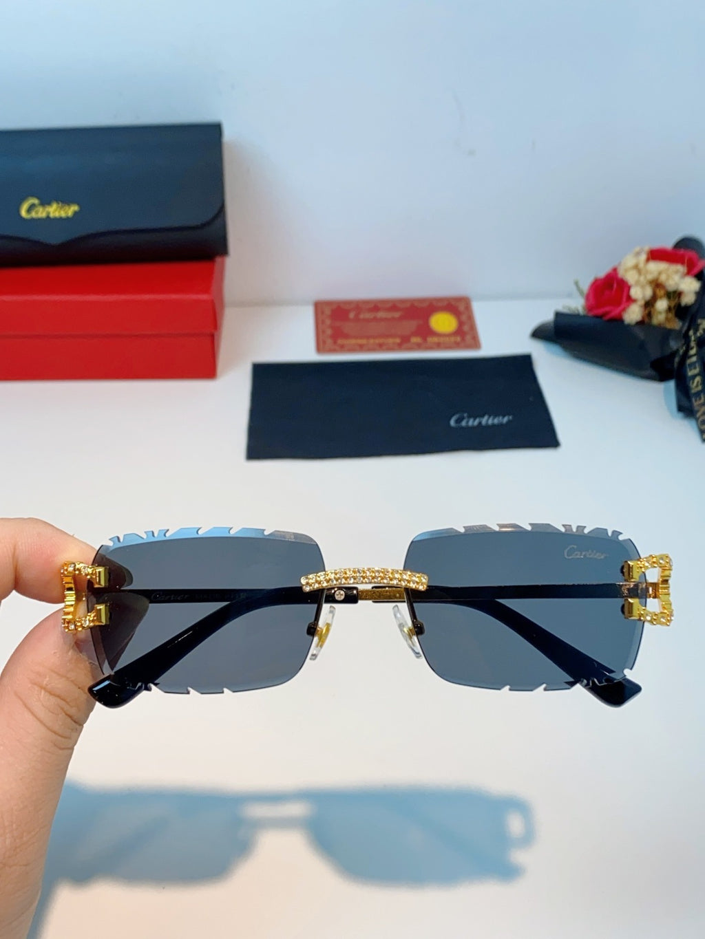 Cartier Fashion Black Lens Sunglasses for Men & Women - 415950 - detail image 4