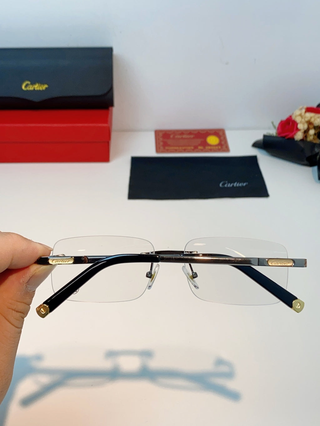Cartier Lightweight Rimless Silver Lens Sunglasses for Men & Women - 465913 - detail image 5