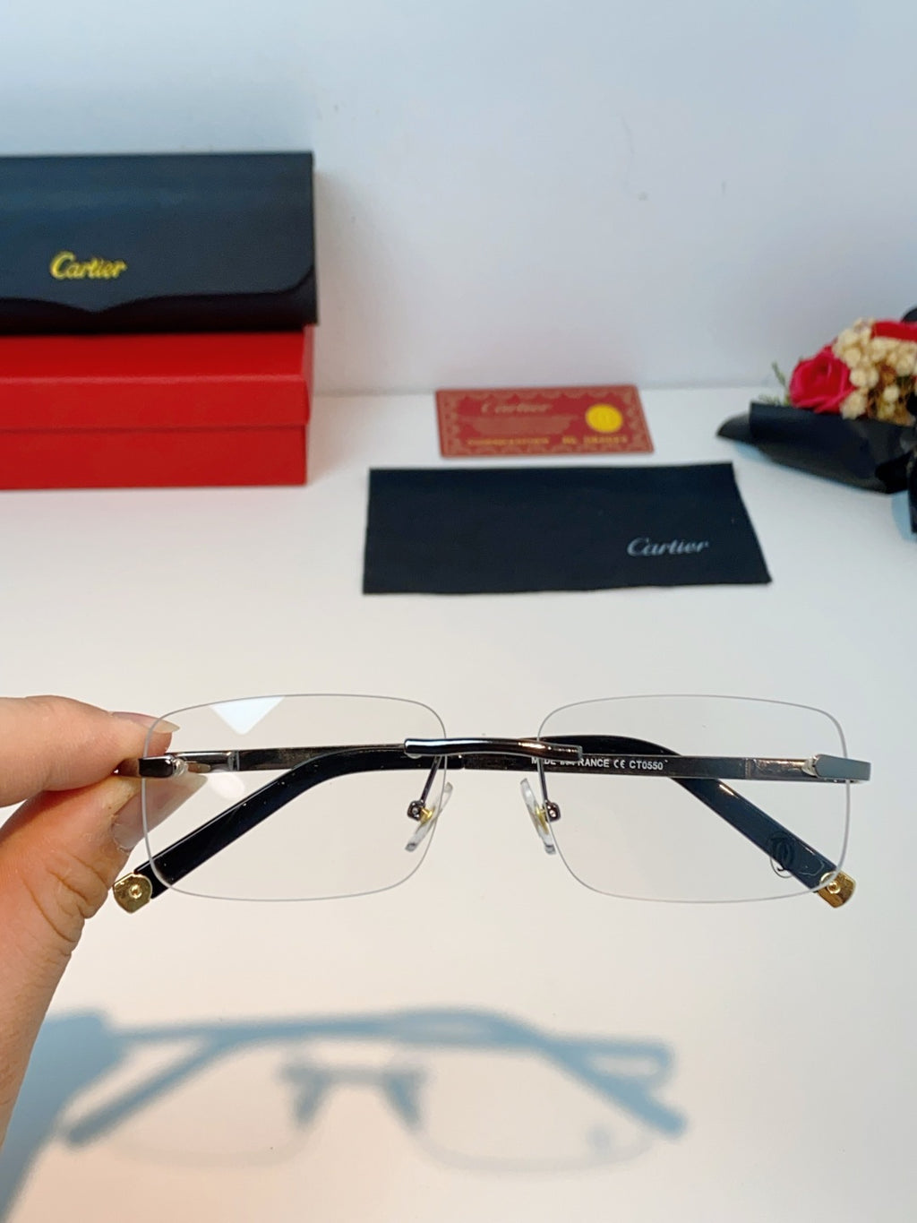 Cartier Lightweight Rimless Silver Lens Sunglasses for Men & Women - 465913 - detail image 4