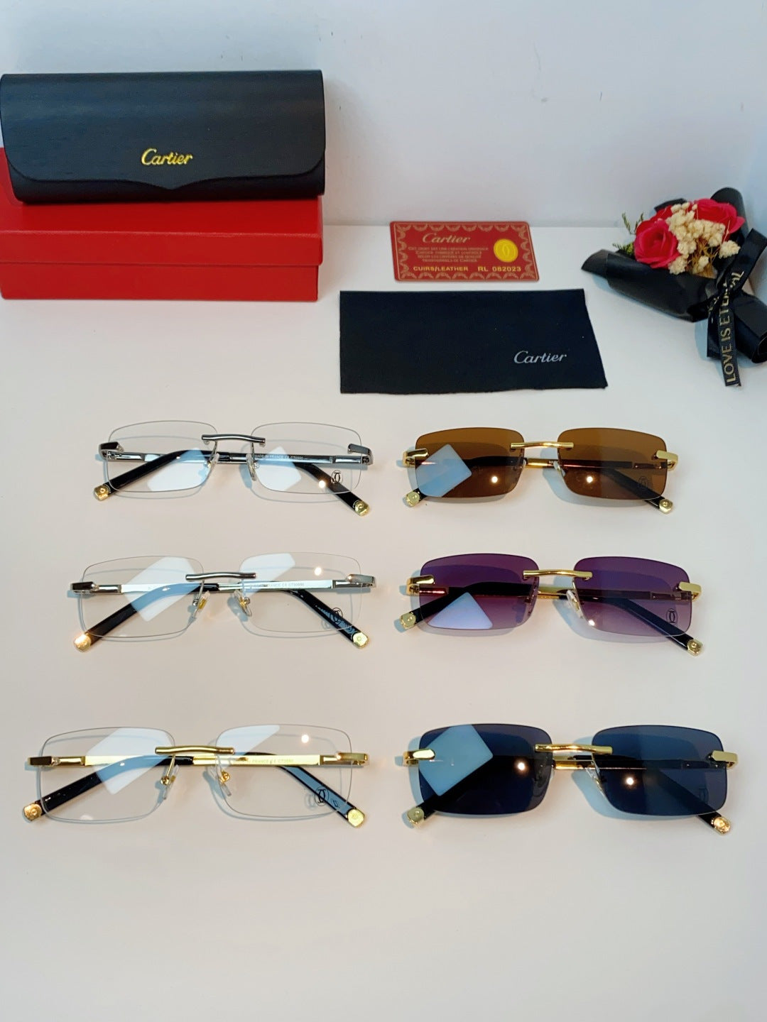 Cartier Lightweight Rimless Silver Lens Sunglasses for Men & Women - 465914 - detail image 12
