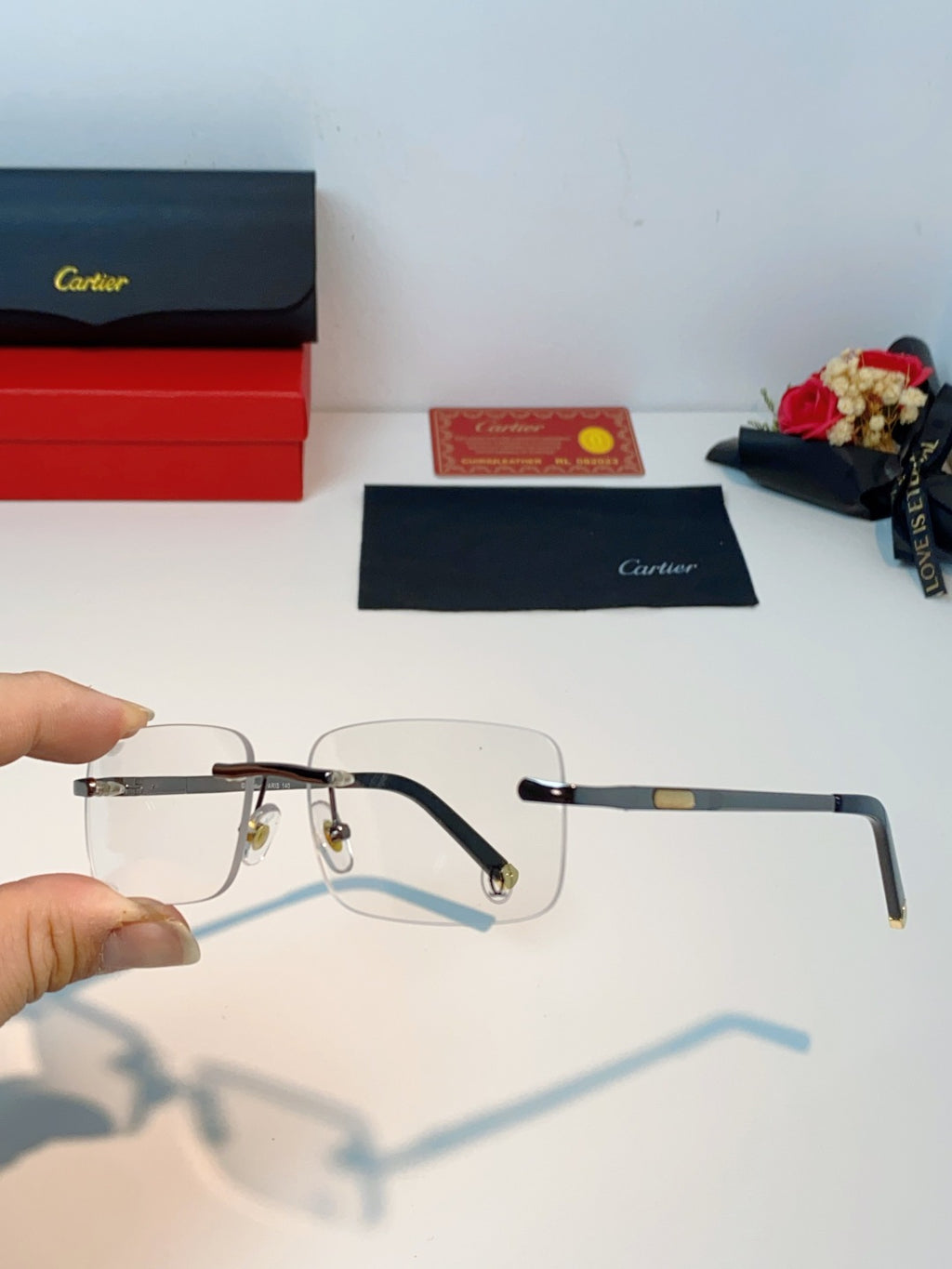 Cartier Lightweight Rimless Silver Lens Sunglasses for Men & Women - 415952 - detail image 6
