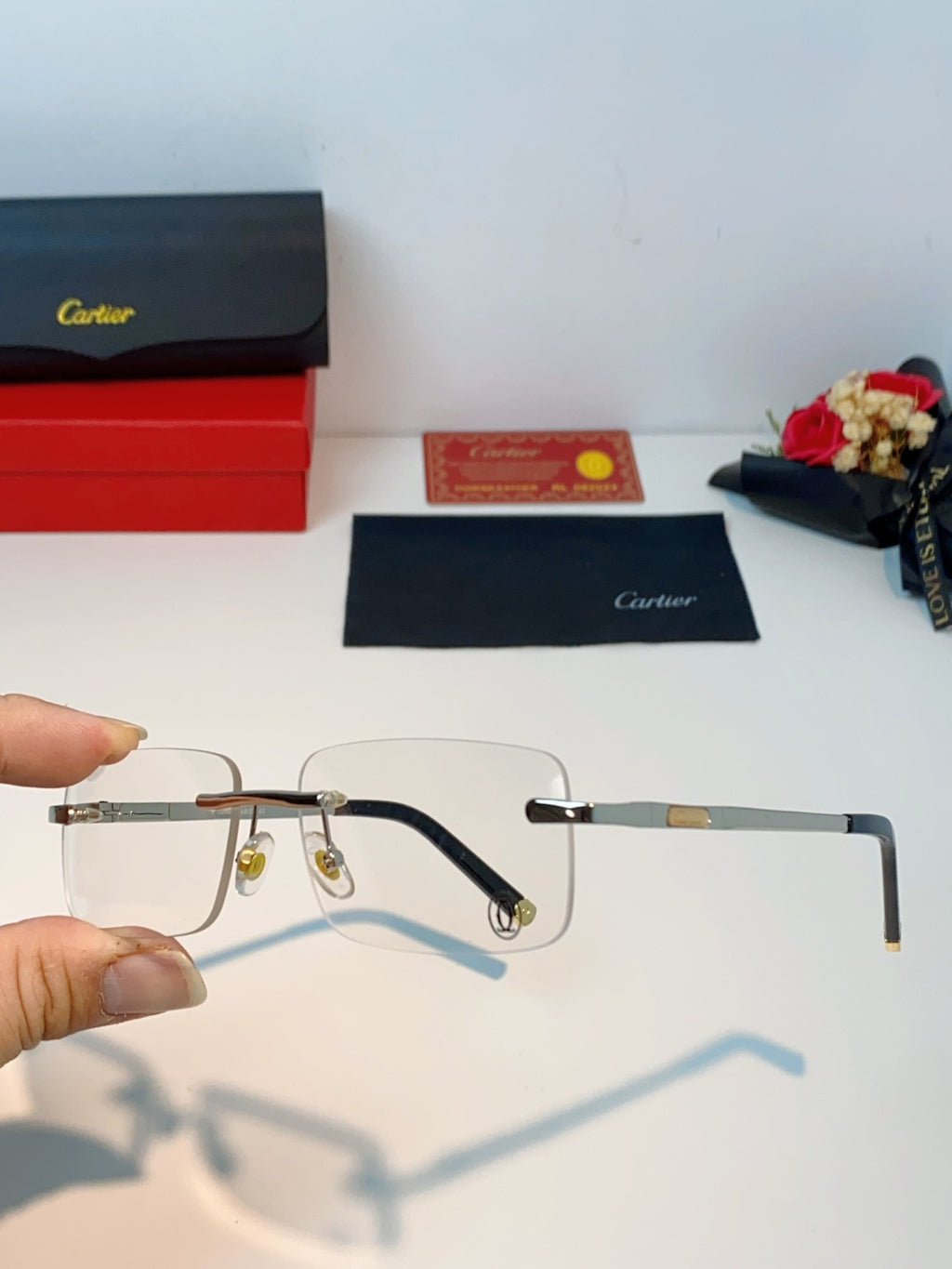 Cartier Lightweight Rimless Silver Lens Sunglasses for Men & Women - 465914 - detail image 6