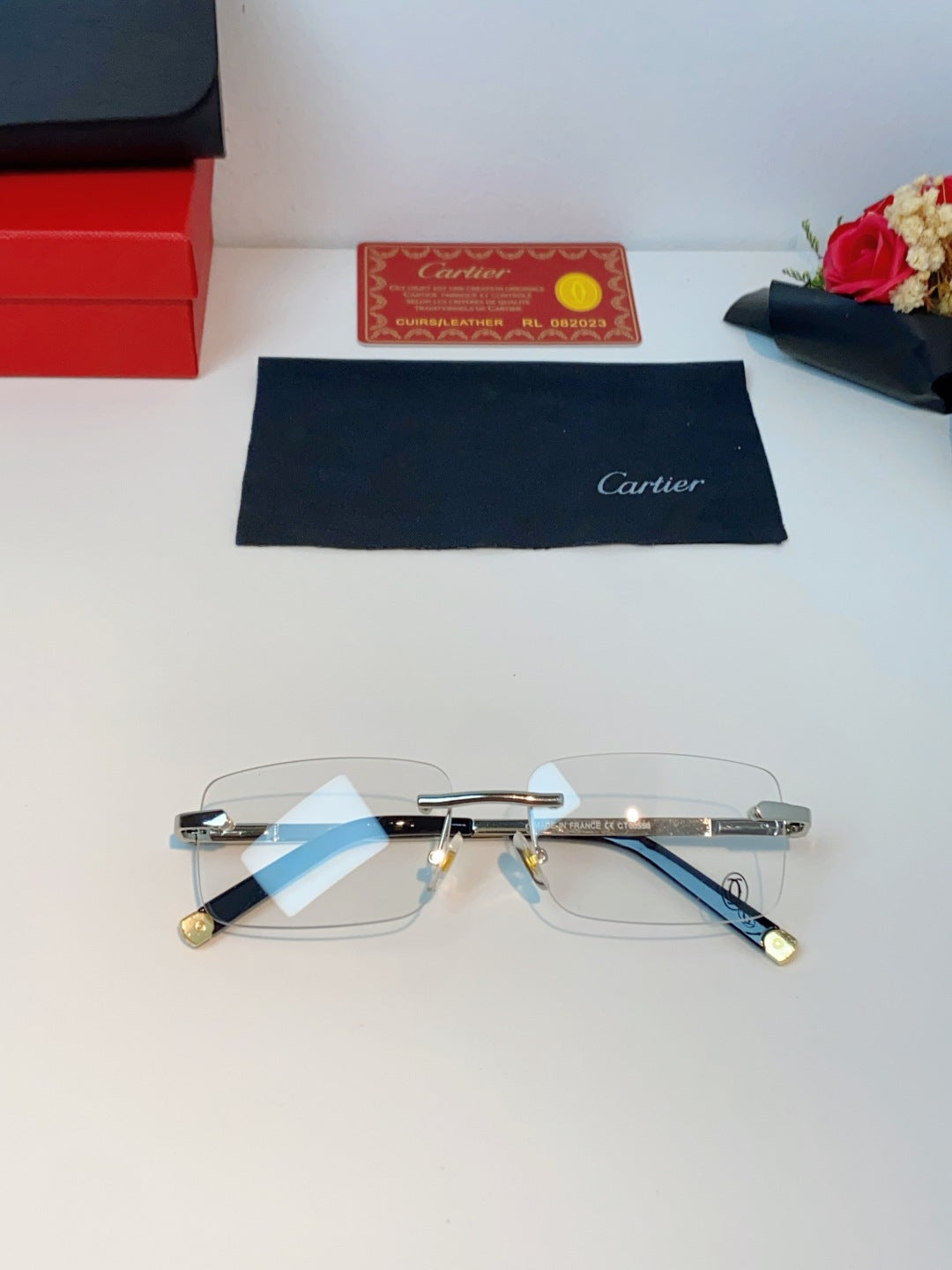 Cartier Lightweight Rimless Silver Lens Sunglasses for Men & Women - 465914 - detail image 9