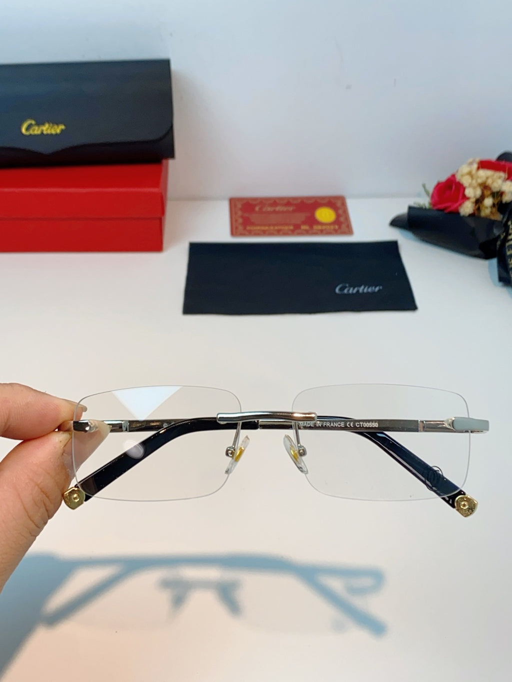 Cartier Lightweight Rimless Silver Lens Sunglasses for Men & Women - 465914 - detail image 4