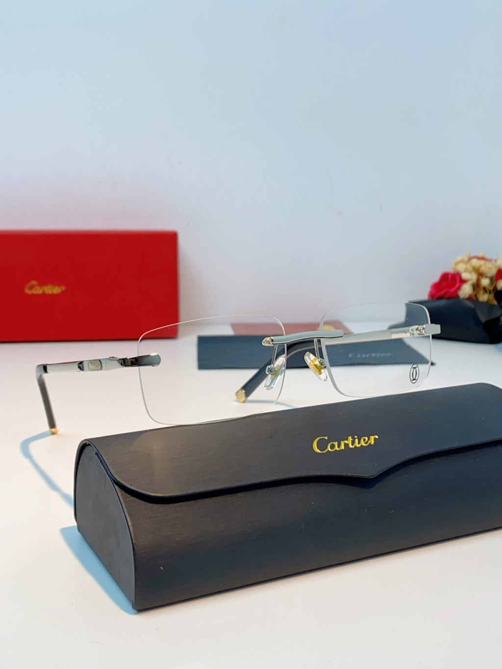 Cartier Lightweight Rimless Silver Lens Sunglasses for Men & Women - 465914 - detail image 10