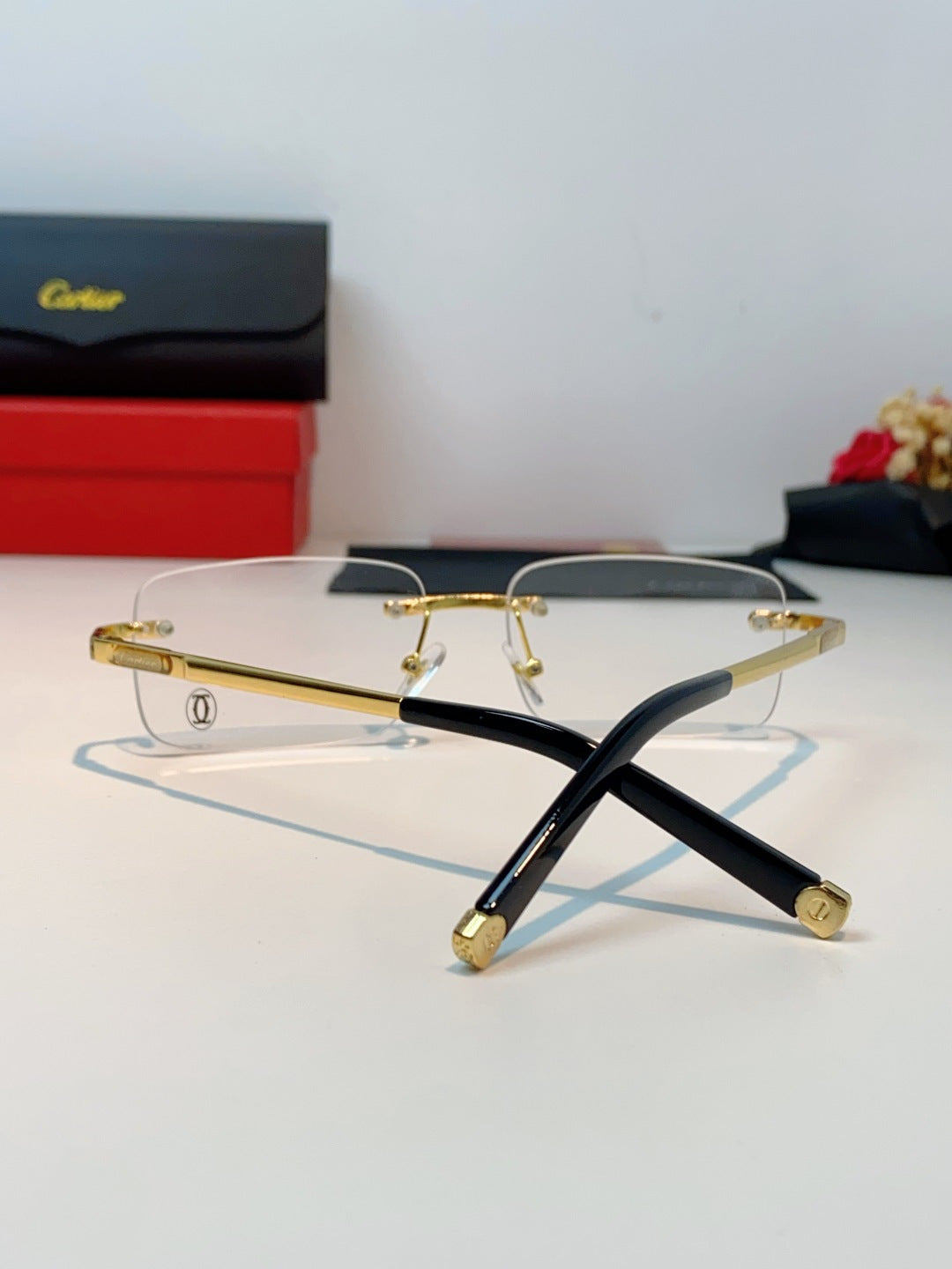 Cartier Lightweight Rimless Red Lens Sunglasses for Men & Women - 415954 - detail image 3