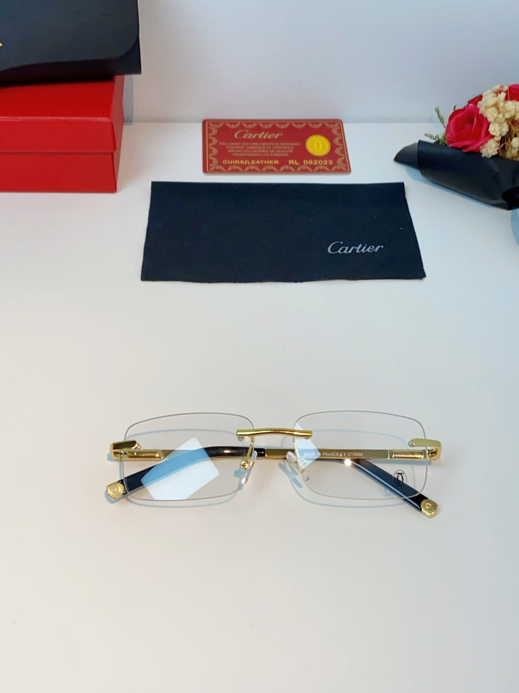 Cartier Lightweight Rimless Red Lens Sunglasses for Men & Women - 415954 - detail image 9