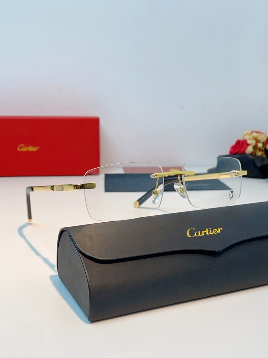 Cartier Lightweight Rimless Red Lens Sunglasses for Men & Women - 415954 - detail image 10