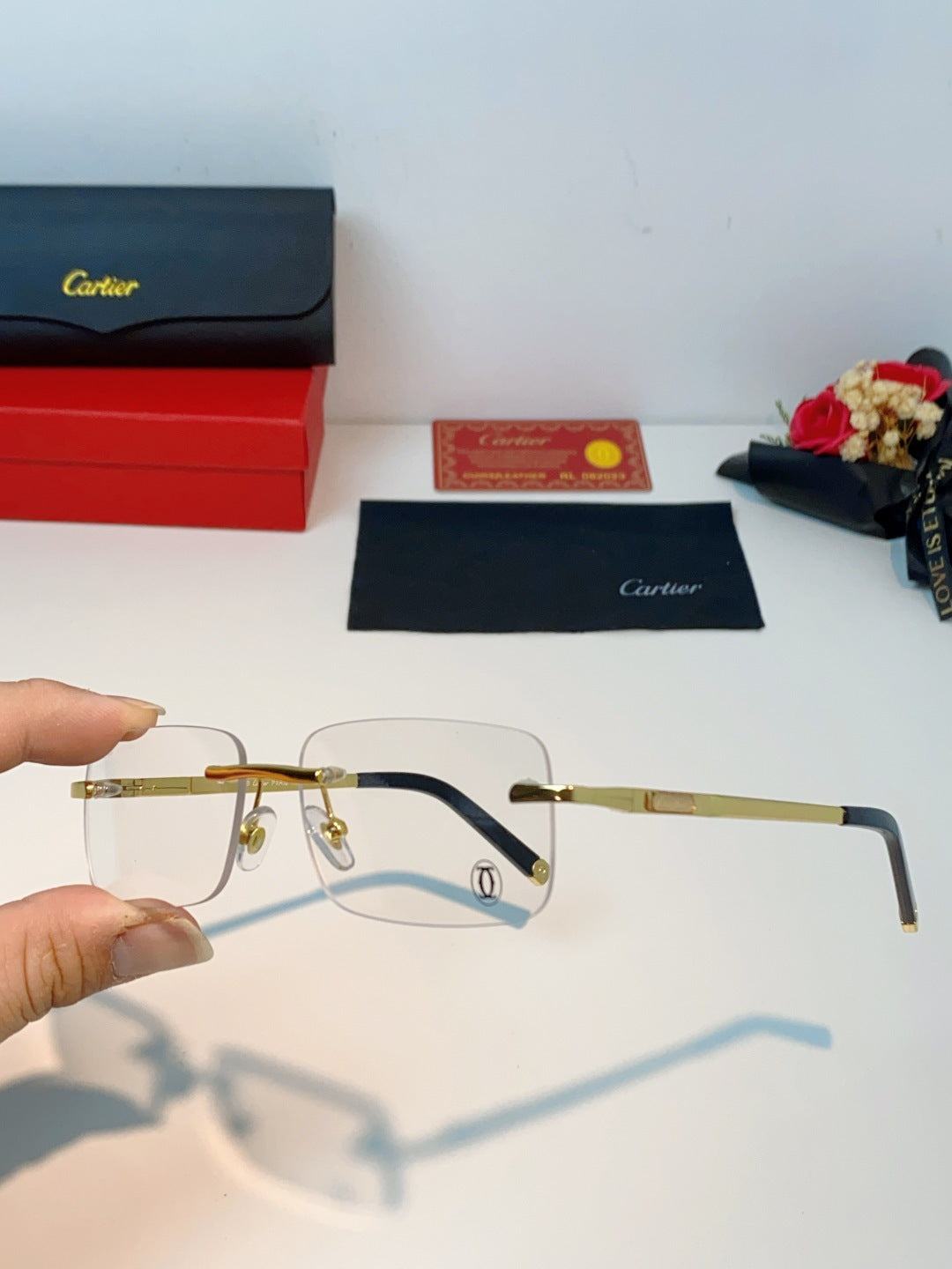 Cartier Lightweight Rimless Red Lens Sunglasses for Men & Women - 415954 - detail image 6