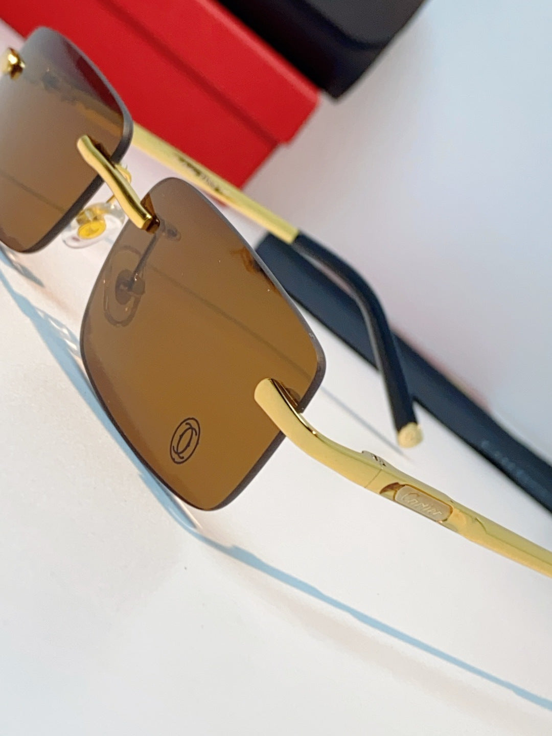 Cartier Lightweight Rimless Brown Lens Sunglasses for Men & Women - 415955 - detail image 7