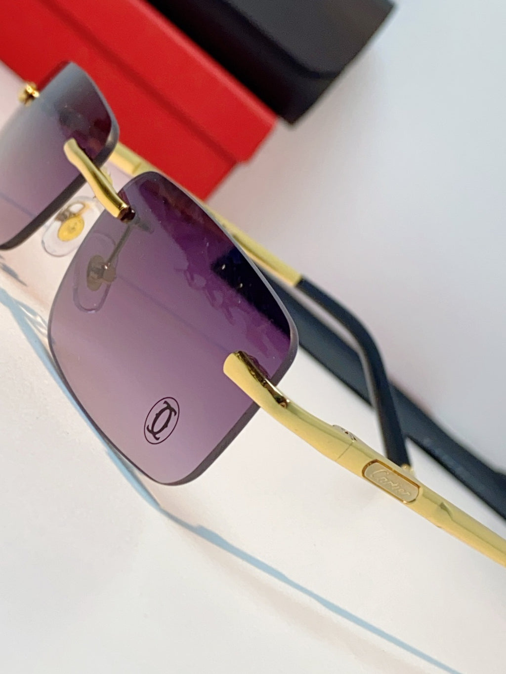 Cartier Lightweight Rimless Purple Lens Sunglasses for Men & Women - 415956 - detail image 7