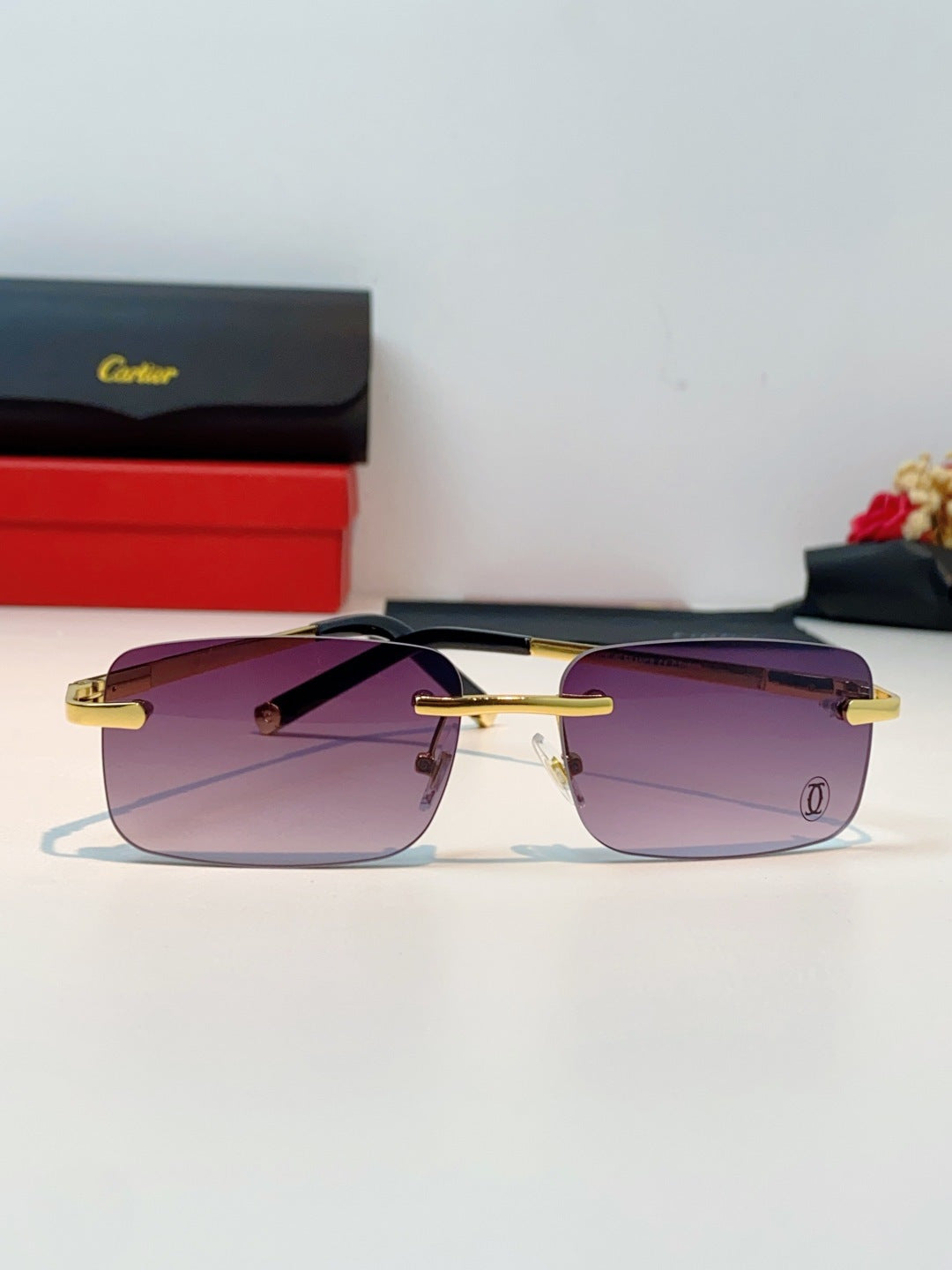 Cartier Lightweight Rimless Purple Lens Sunglasses for Men & Women - 415956 - detail image 2