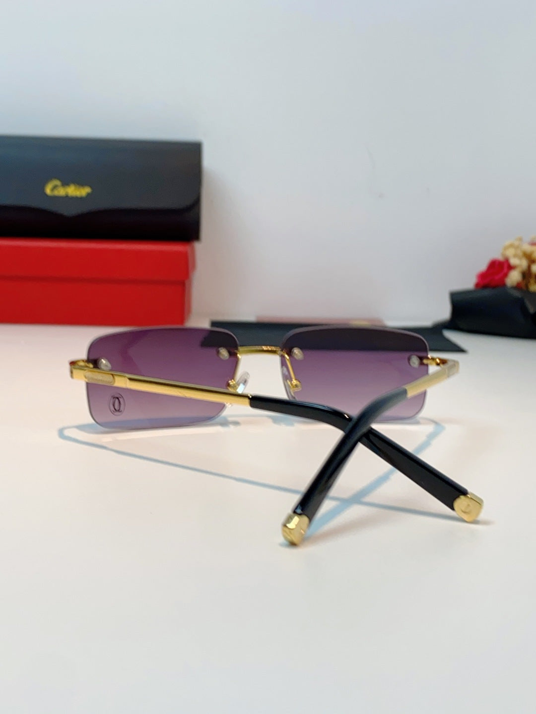 Cartier Lightweight Rimless Purple Lens Sunglasses for Men & Women - 415956 - detail image 3