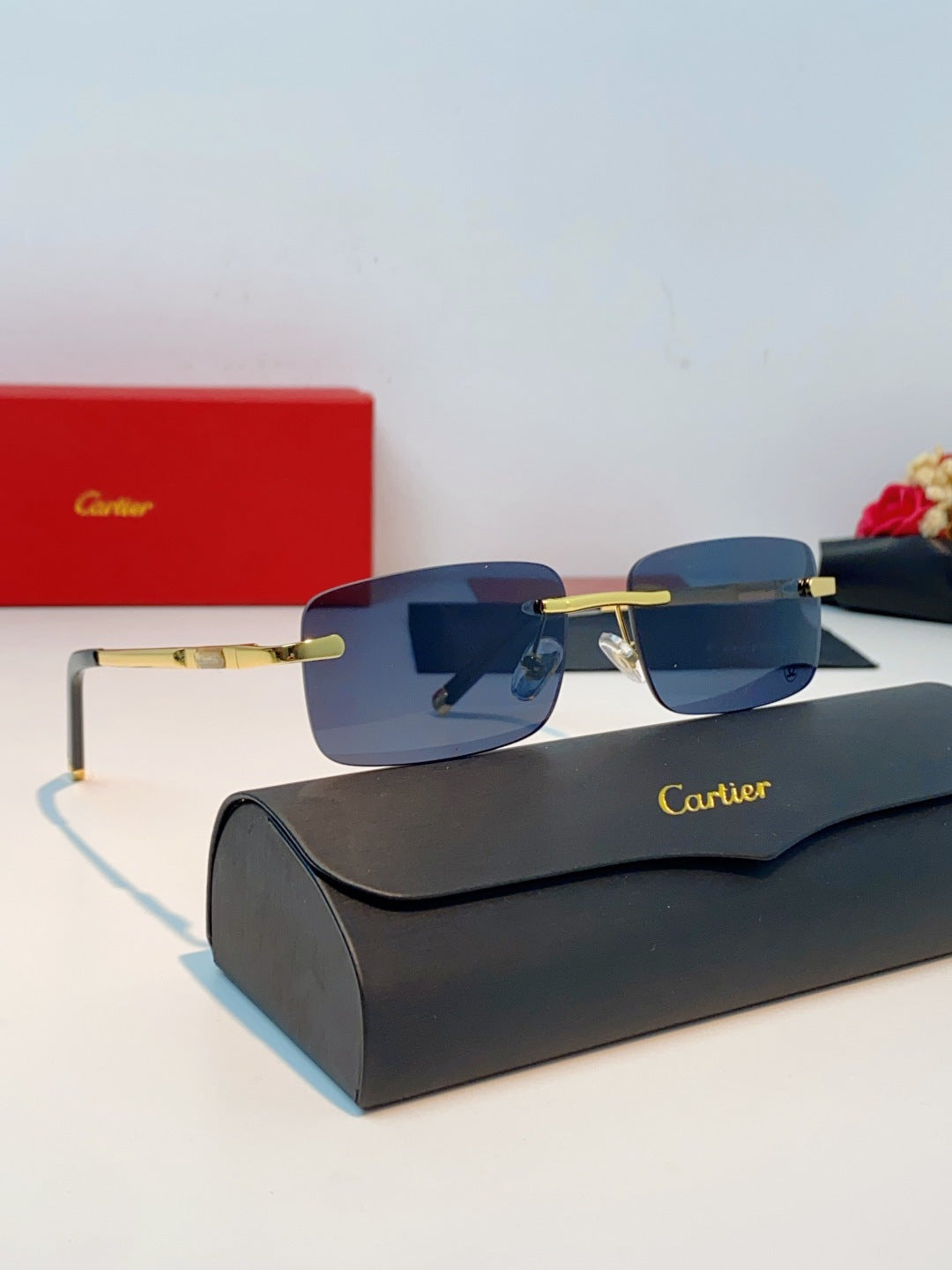Cartier Lightweight Rimless Black Lens Sunglasses for Men & Women - 415957 - detail image 10