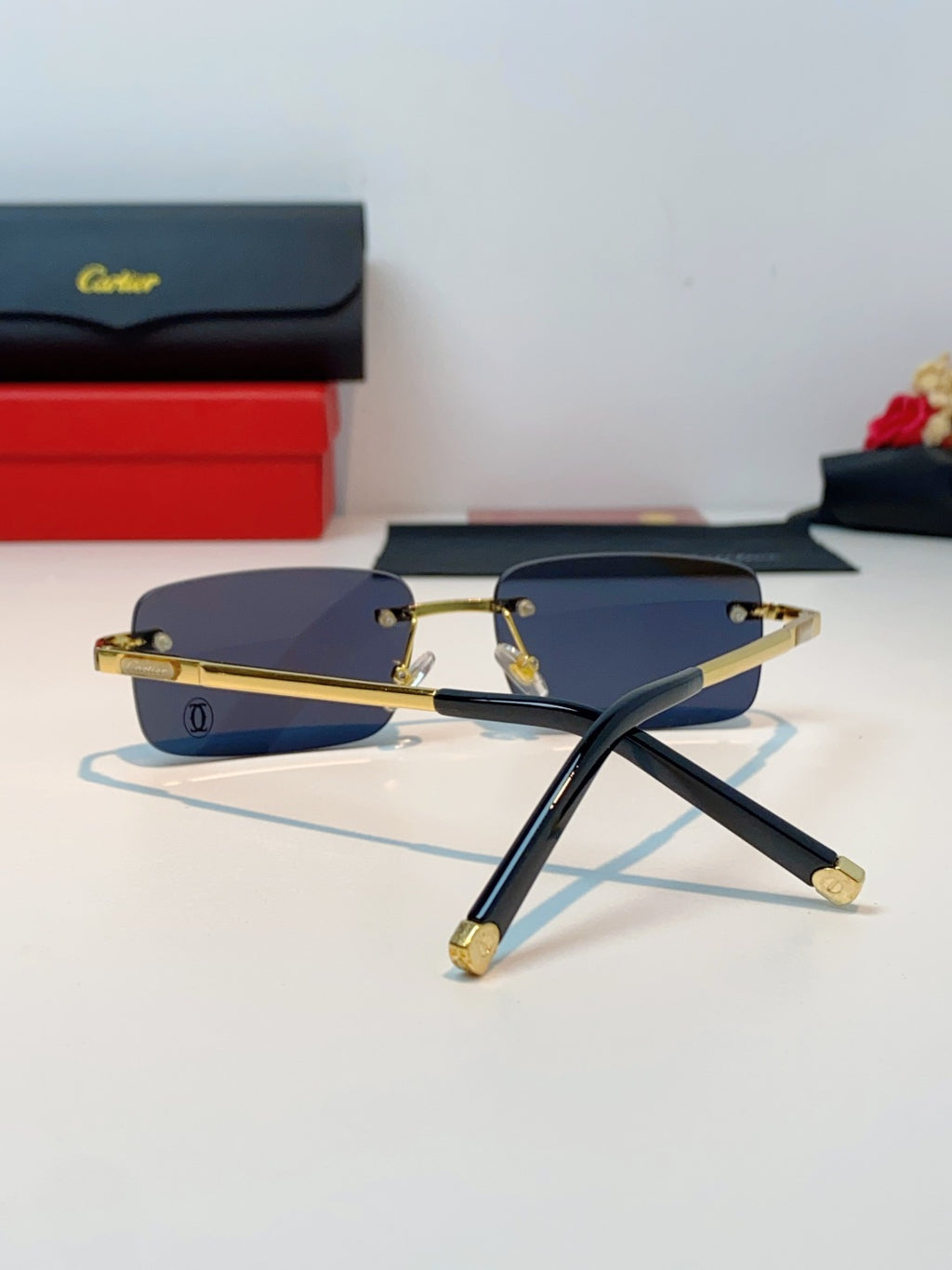 Cartier Lightweight Rimless Black Lens Sunglasses for Men & Women - 415957 - detail image 11