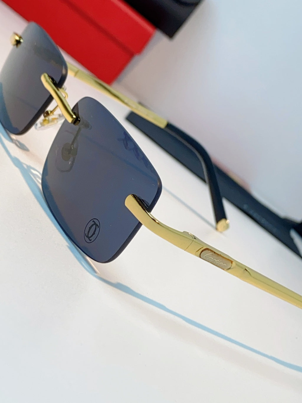 Cartier Lightweight Rimless Black Lens Sunglasses for Men & Women - 415957 - detail image 7