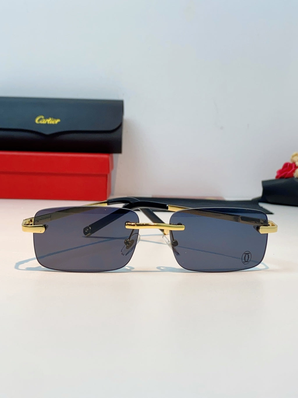 Cartier Lightweight Rimless Black Lens Sunglasses for Men & Women - 415957 - detail image 2