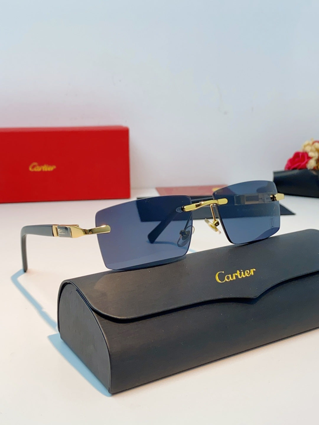 Cartier Lightweight Rimless Black Lens Sunglasses for Men & Women - 465748 - detail image 10