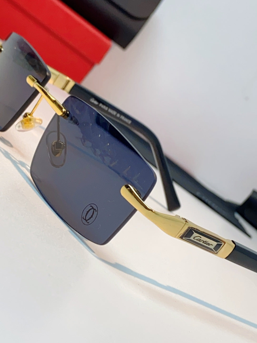 Cartier Lightweight Rimless Black Lens Sunglasses for Men & Women - 465748 - detail image 7
