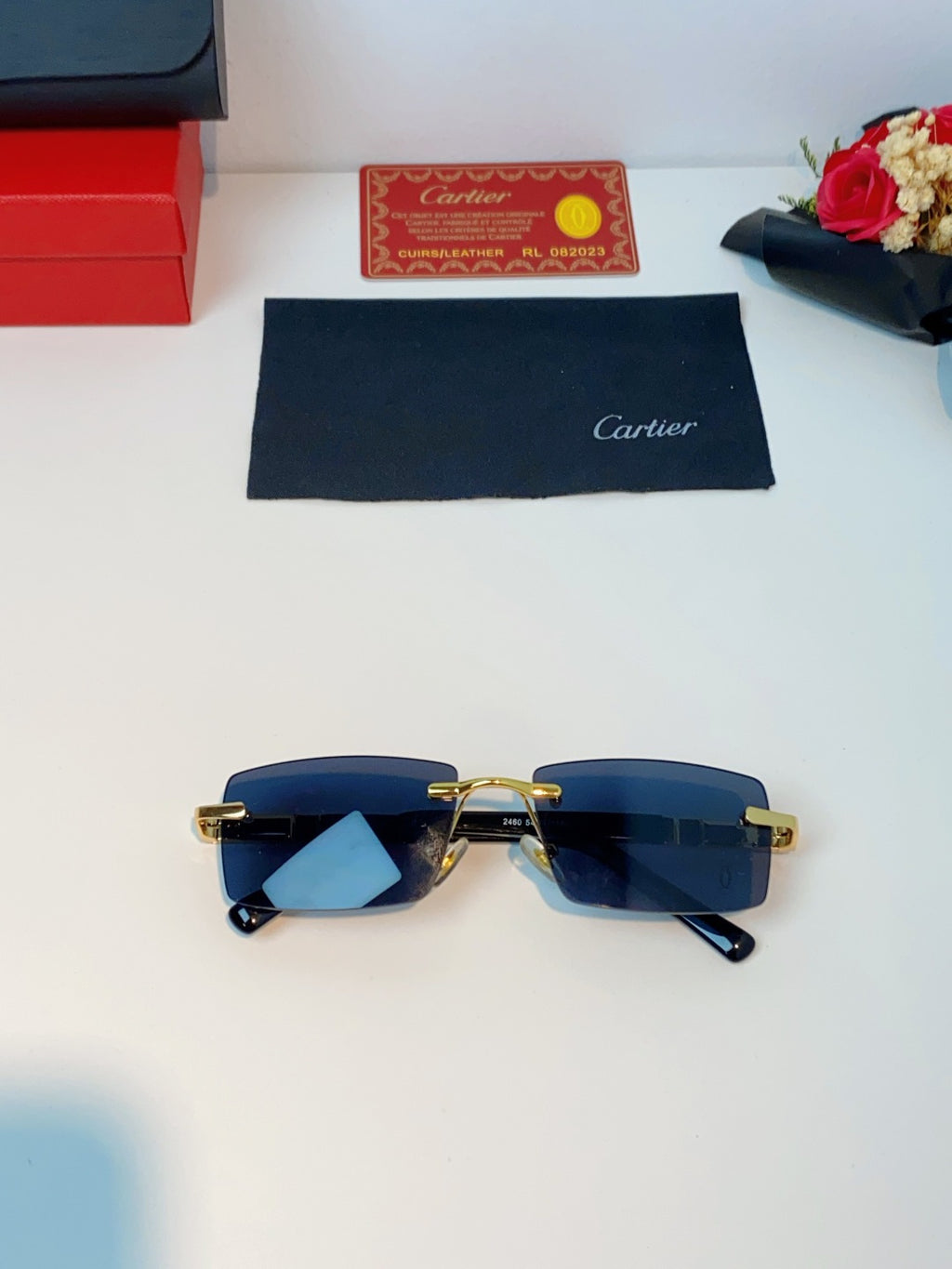 Cartier Lightweight Rimless Black Lens Sunglasses for Men & Women - 465748 - detail image 9