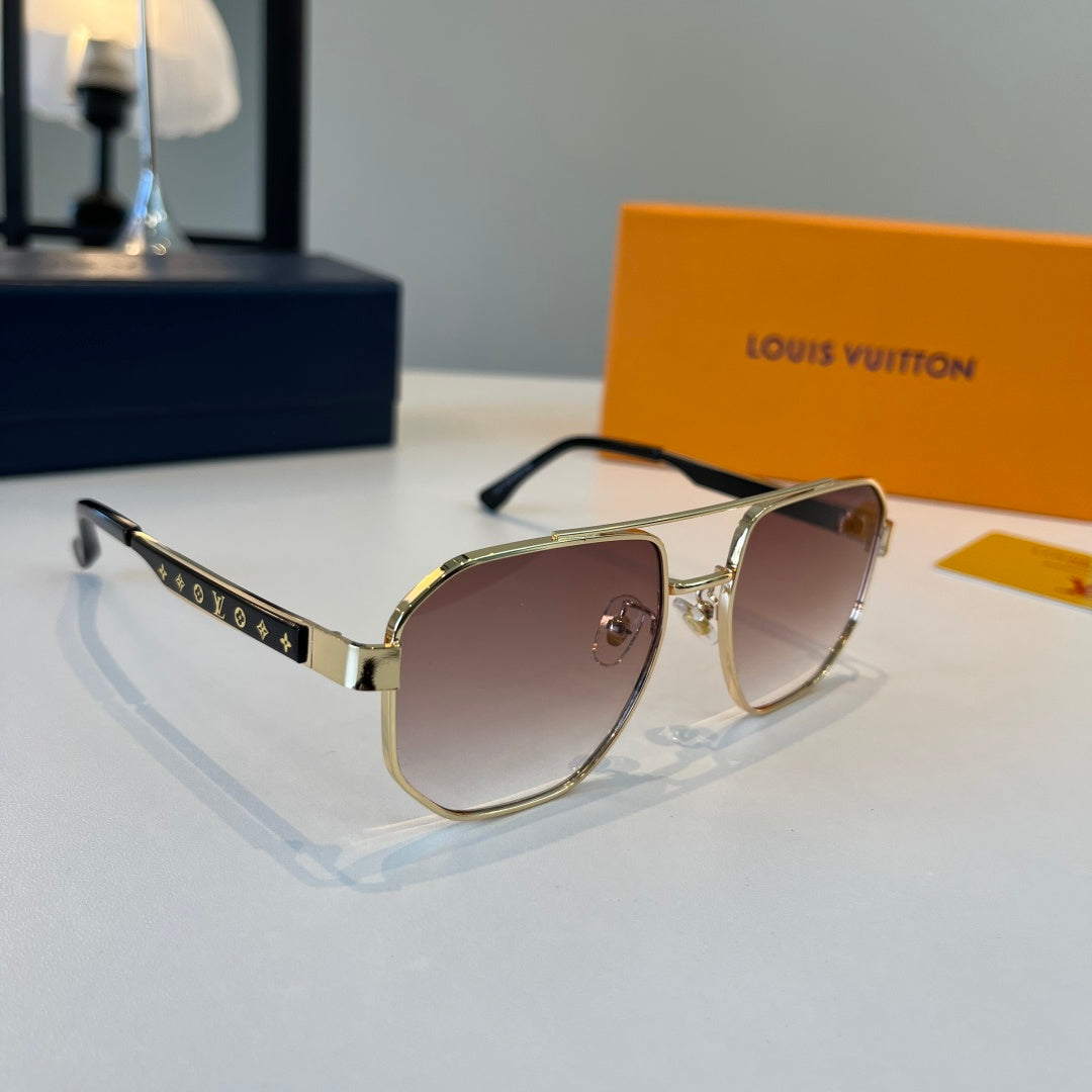 Louis Vuitton Metal Aviator Brown Lens Sunglasses for Men & Women