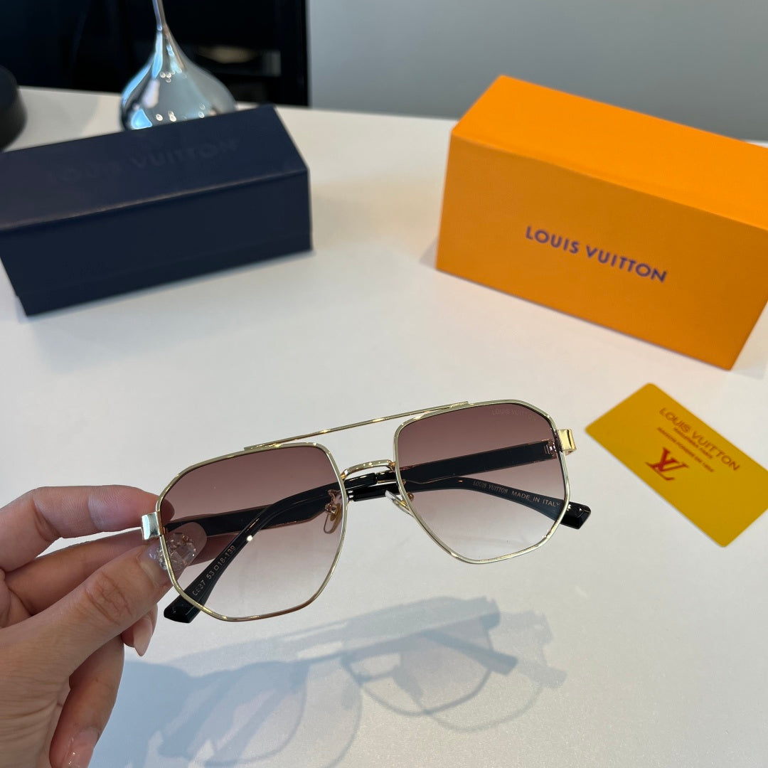 Louis Vuitton Metal Aviator Brown Lens Sunglasses for Men & Women - detail image 5