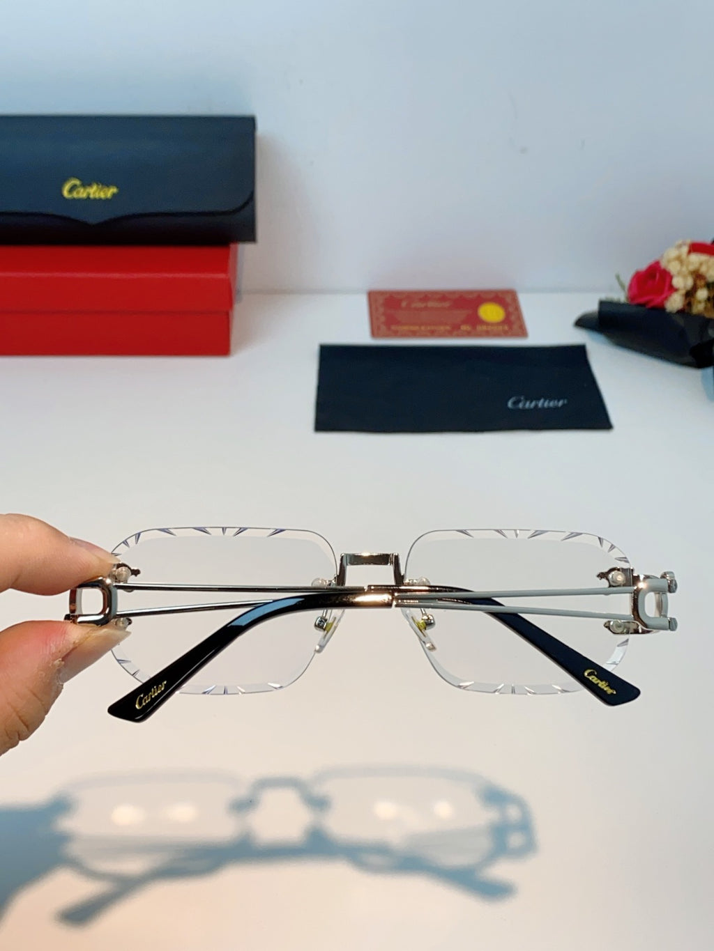 Cartier Square Silver Lens Sunglasses for Men & Women - 465749 - detail image 4