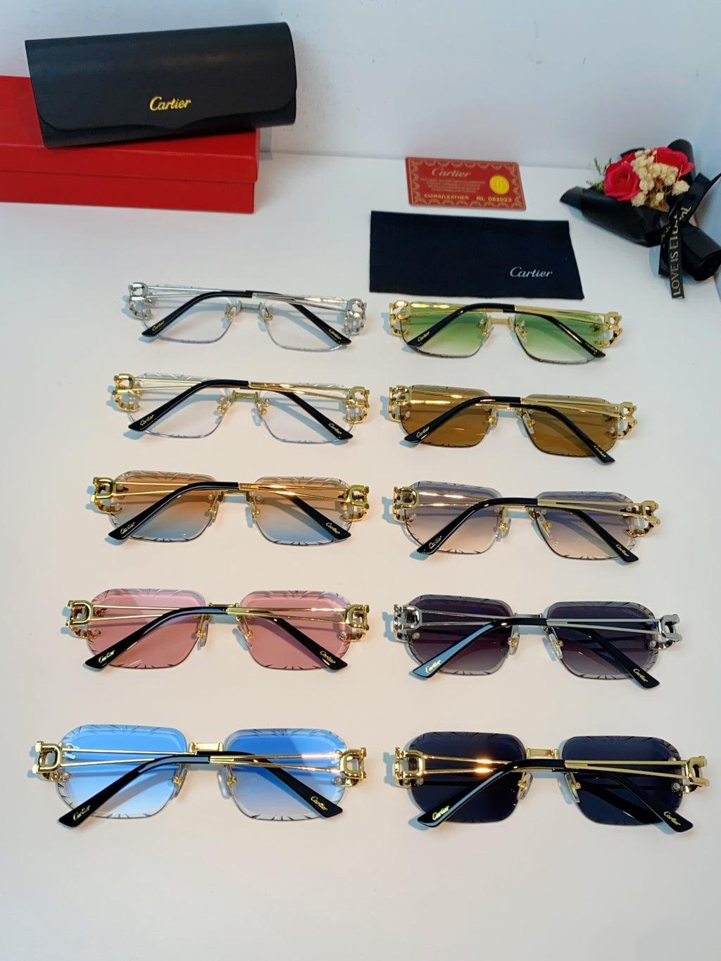 Cartier Square Red Lens Sunglasses for Men & Women - 465752 - detail image 10