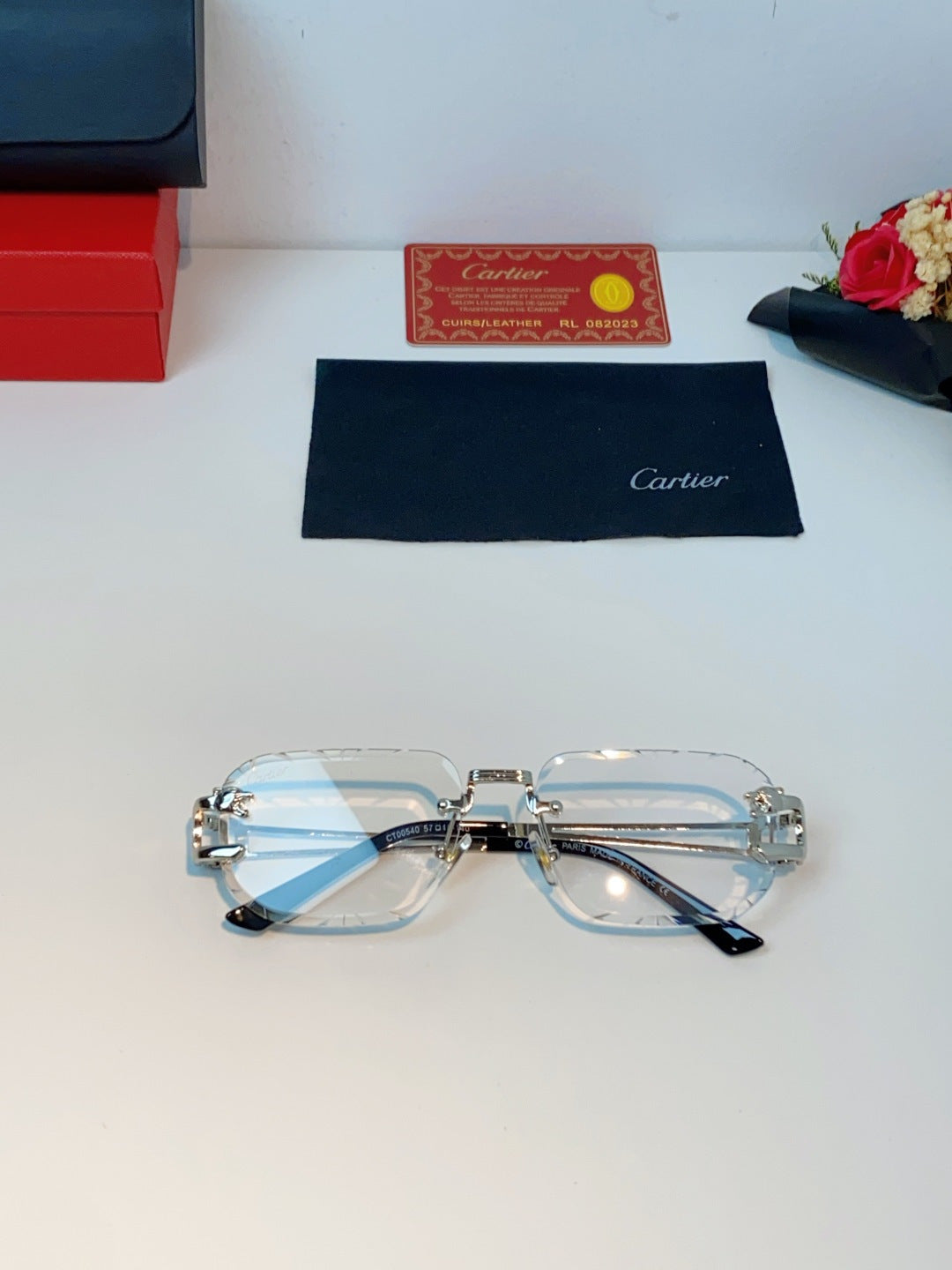 Cartier Square Silver Lens Sunglasses for Men & Women - 465749 - detail image 8