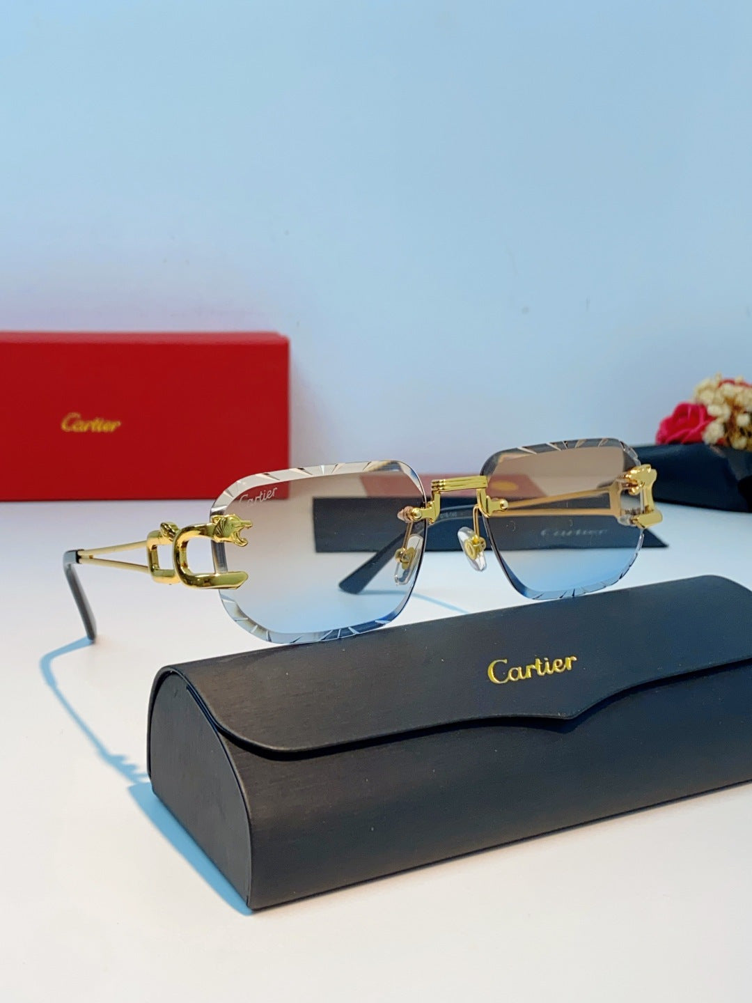 Cartier Square Orange Lens Sunglasses for Men & Women - 465751 - detail image 9