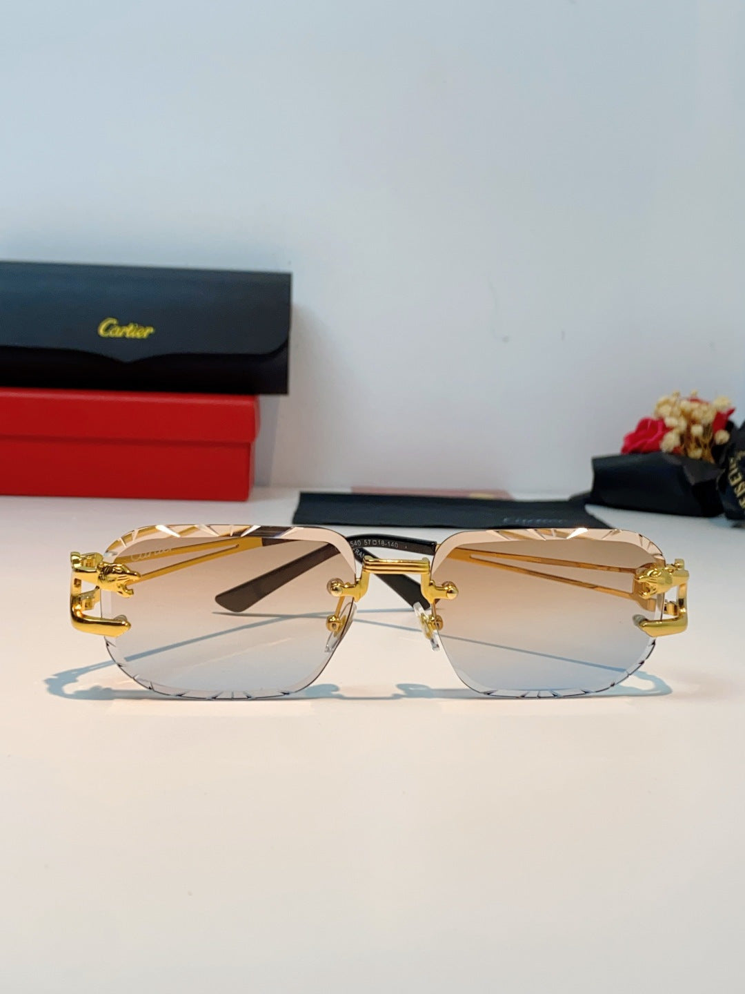 Cartier Square Orange Lens Sunglasses for Men & Women - 465751