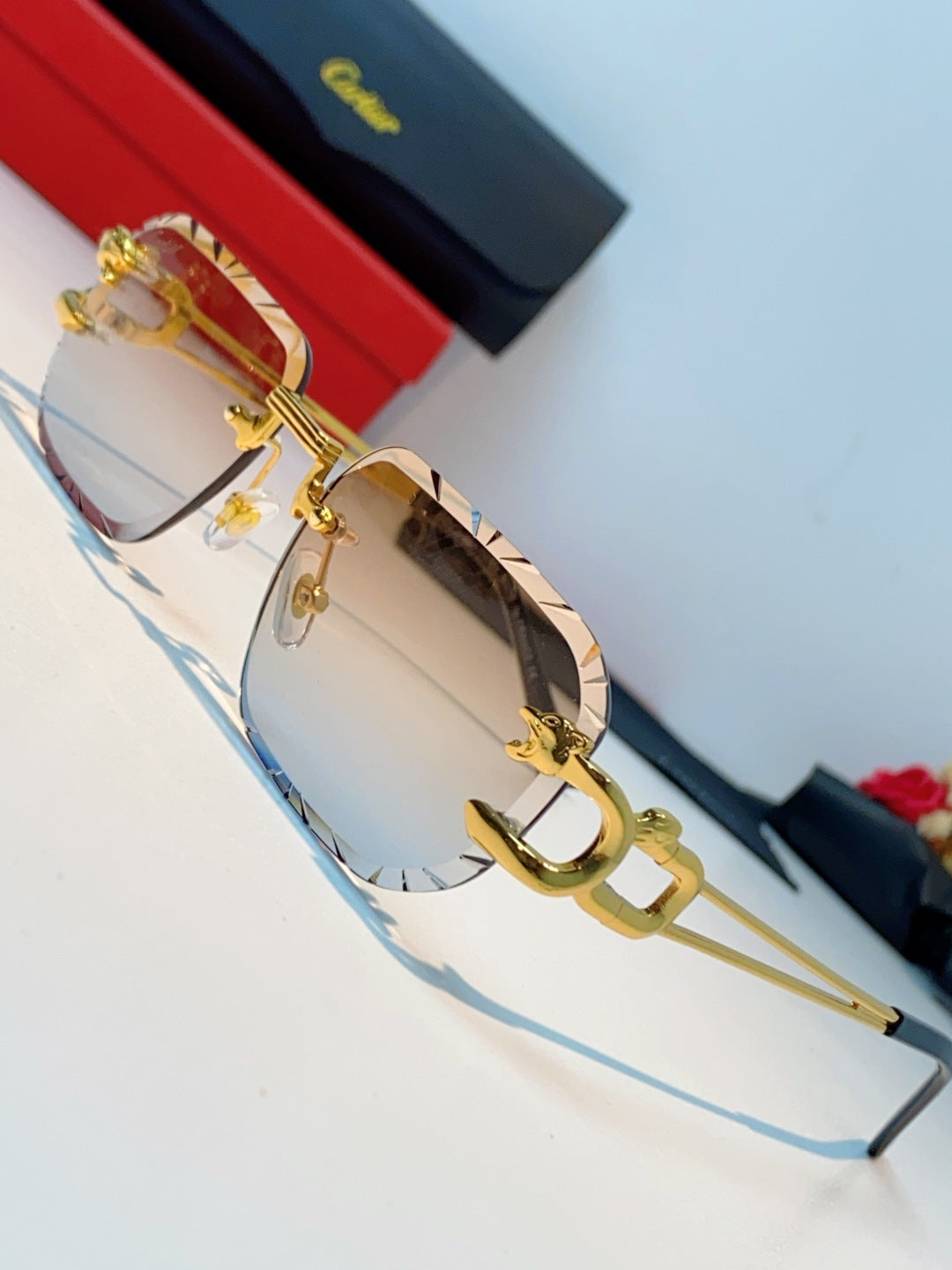 Cartier Square Orange Lens Sunglasses for Men & Women - 465751 - detail image 6