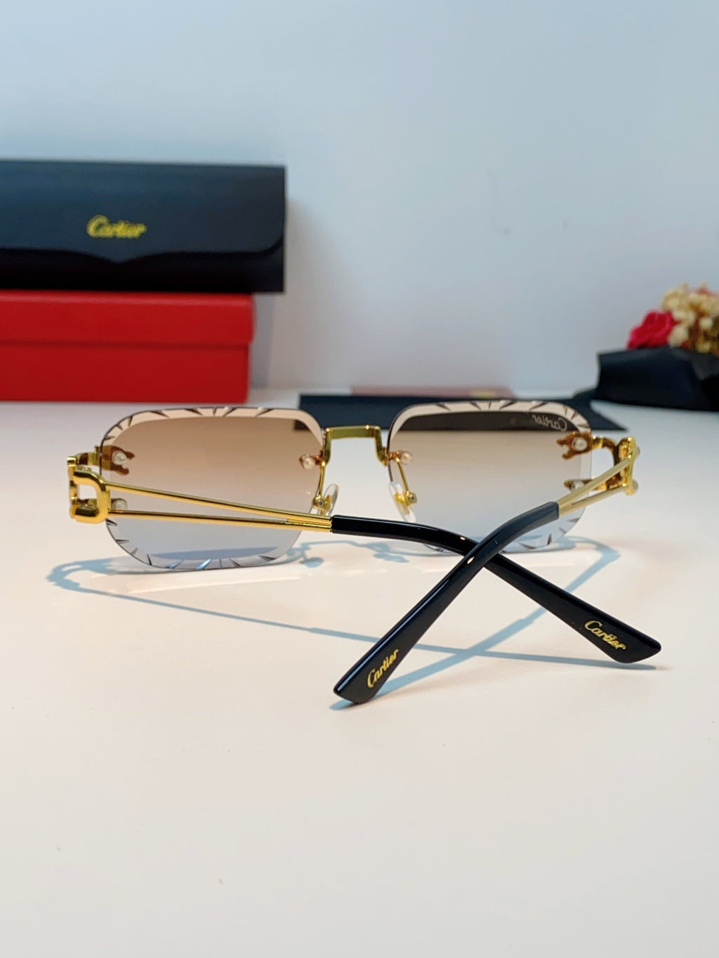 Cartier Square Orange Lens Sunglasses for Men & Women - 465751 - detail image 2
