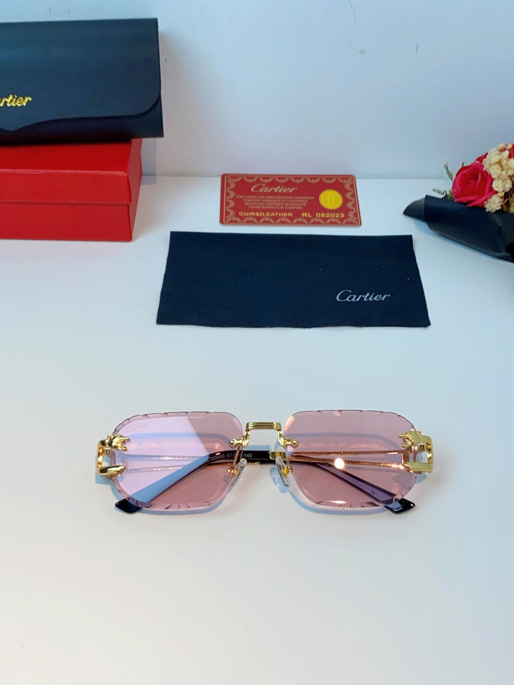 Cartier Square Red Lens Sunglasses for Men & Women - 465752 - detail image 8