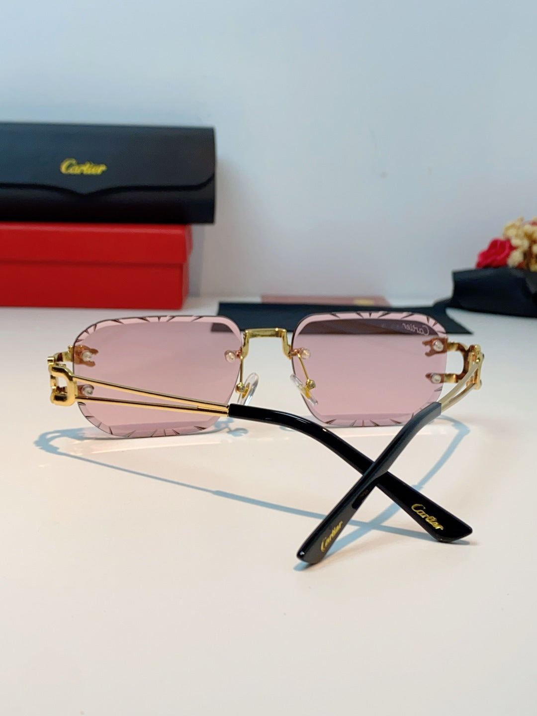 Cartier Square Red Lens Sunglasses for Men & Women - 465752 - detail image 2