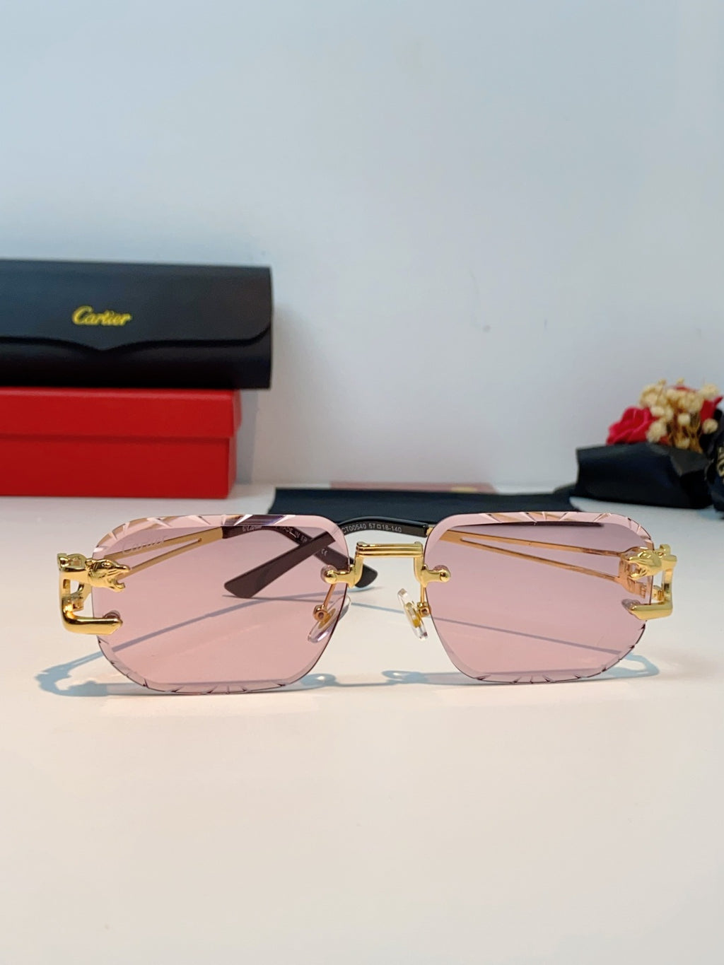 Cartier Square Red Lens Sunglasses for Men & Women - 465752