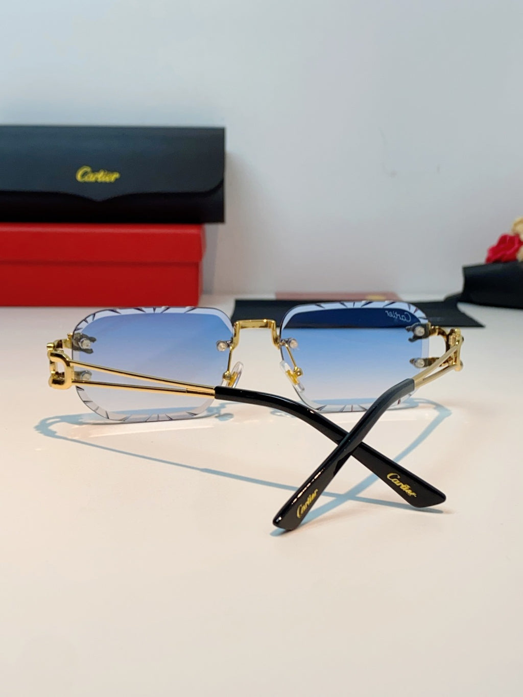 Cartier Square Blue Lens Sunglasses for Men & Women - 465753 - detail image 3