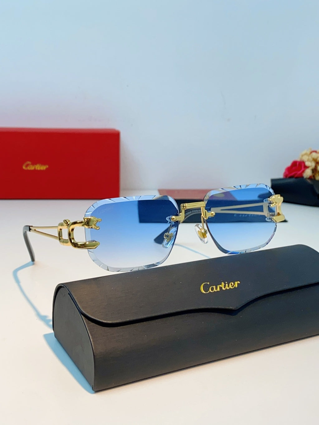 Cartier Square Blue Lens Sunglasses for Men & Women - 465753 - detail image 10