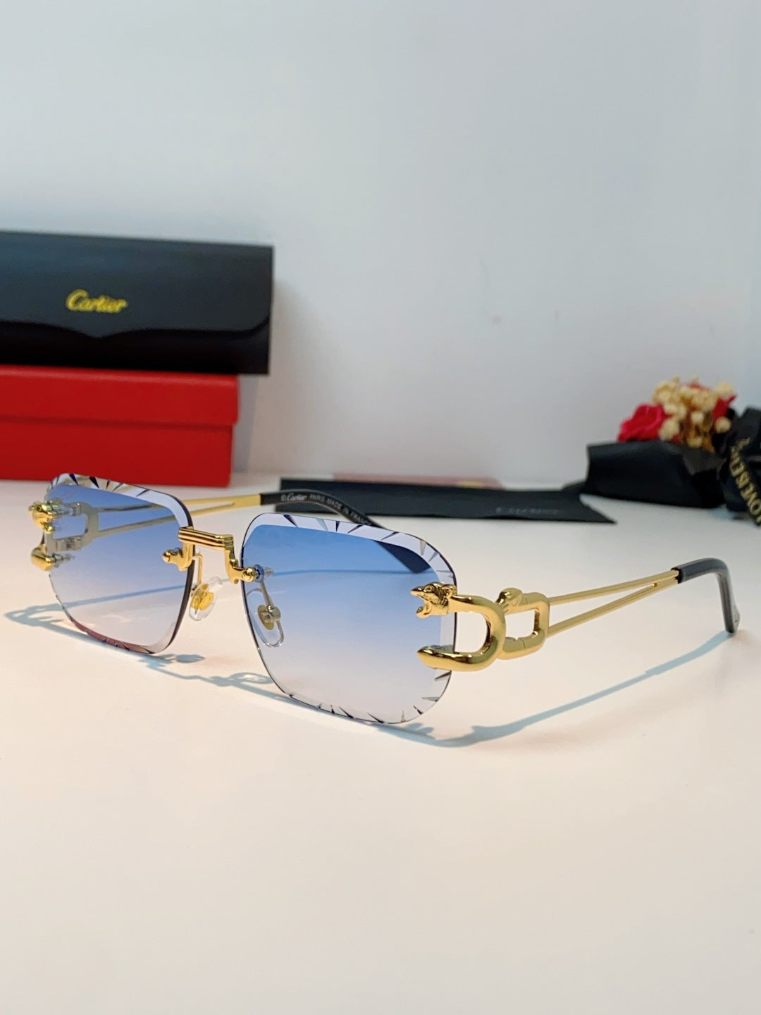 Cartier Square Blue Lens Sunglasses for Men & Women - 465753