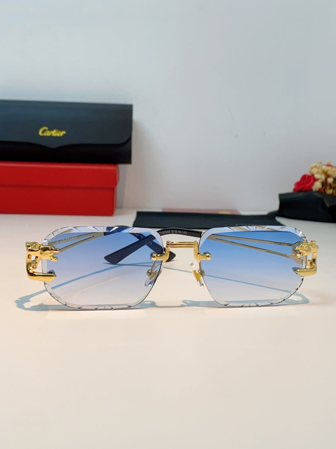 Cartier Square Blue Lens Sunglasses for Men & Women - 465753 - detail image 2