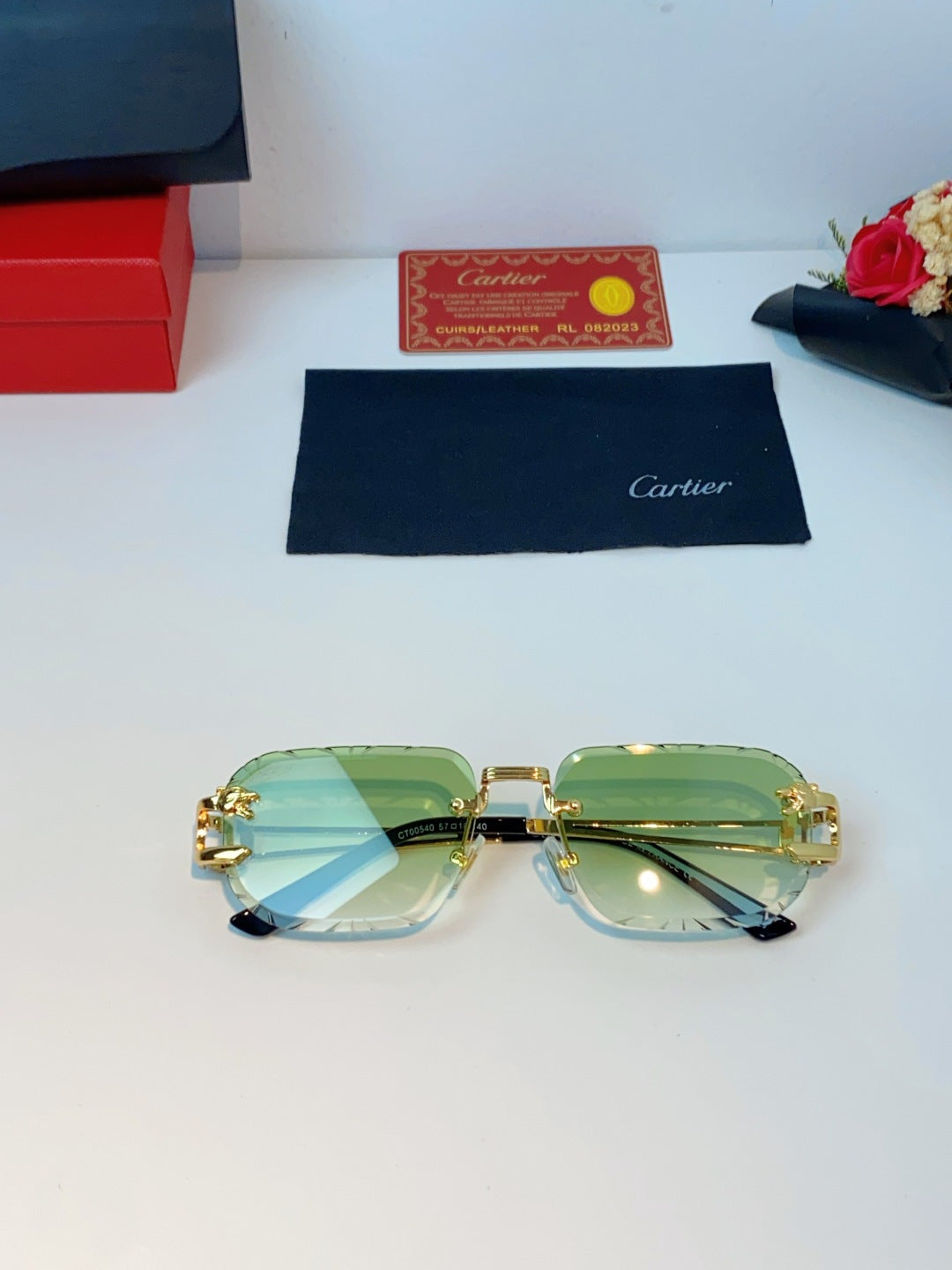 Cartier Square Gold Lens Sunglasses for Men & Women - detail image 9