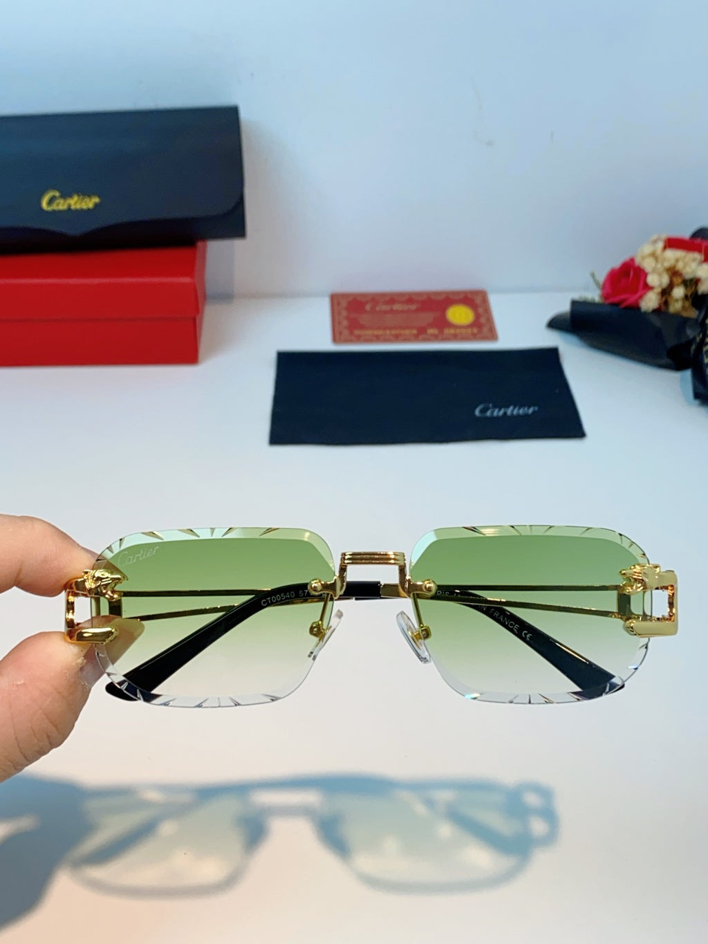Cartier Square Gold Lens Sunglasses for Men & Women - detail image 4