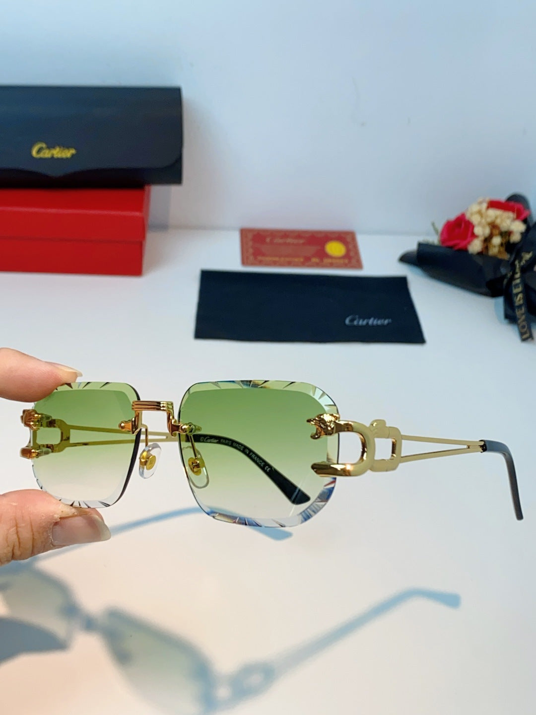 Cartier Square Gold Lens Sunglasses for Men & Women - detail image 6